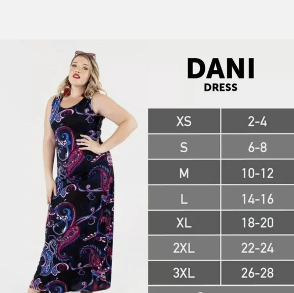 NWT Lularoe Dani LG Polka Dot B&W Maxi Dress Super Versatile One & Done or Layer - Picture 12 of 14